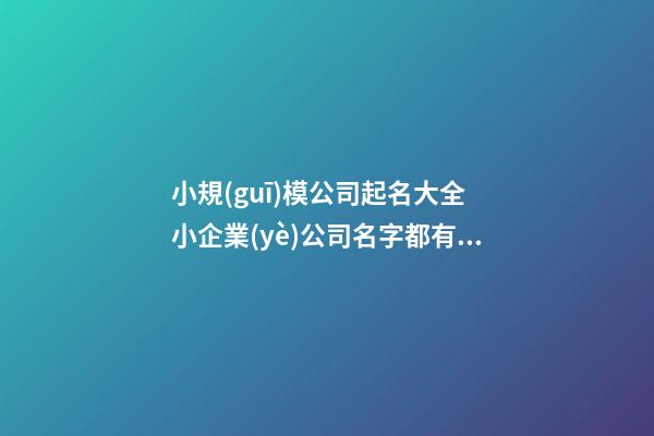 小規(guī)模公司起名大全 小企業(yè)公司名字都有哪些